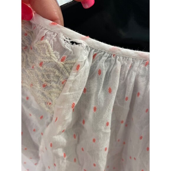 J. Crew Womens White Coral Polka Dot Peasant Blouse Embroidered Details Size L - Picture 5 of 11